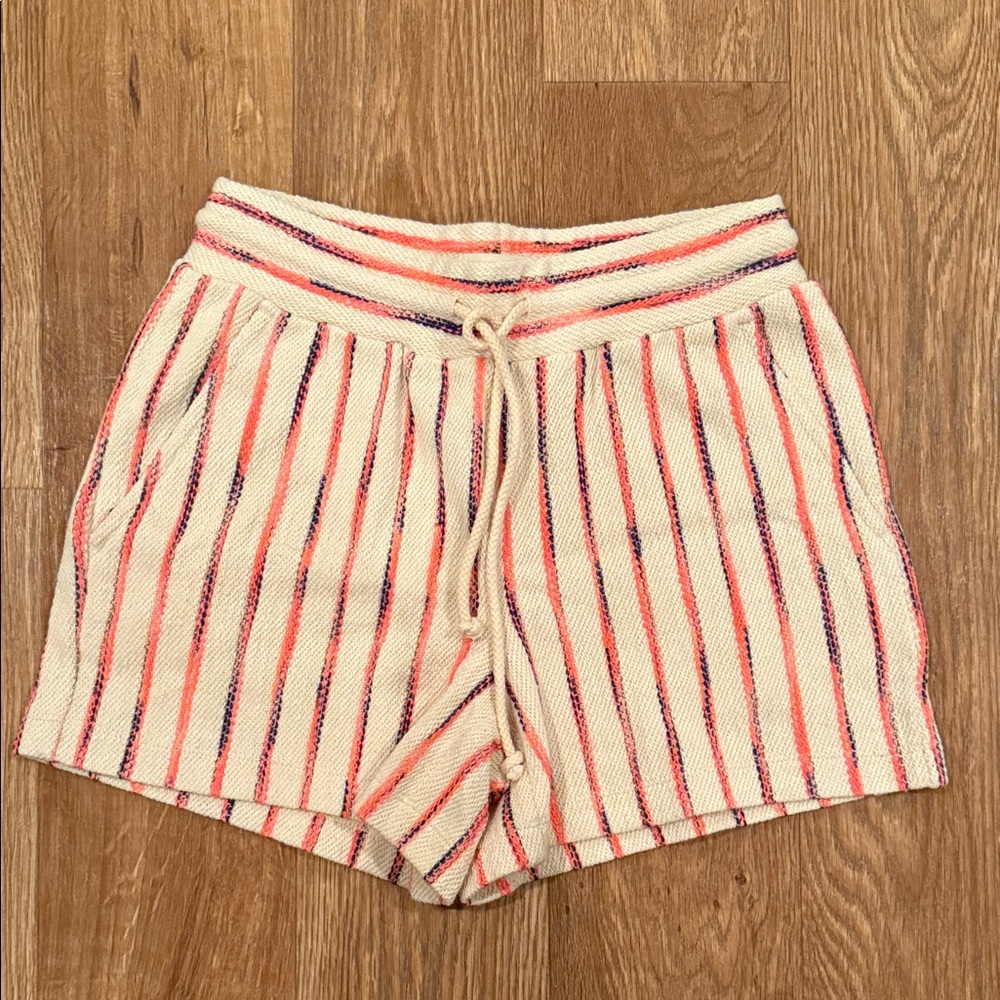 Lou & Grey High Waist Striped Shorts - Cream, Red, Blue